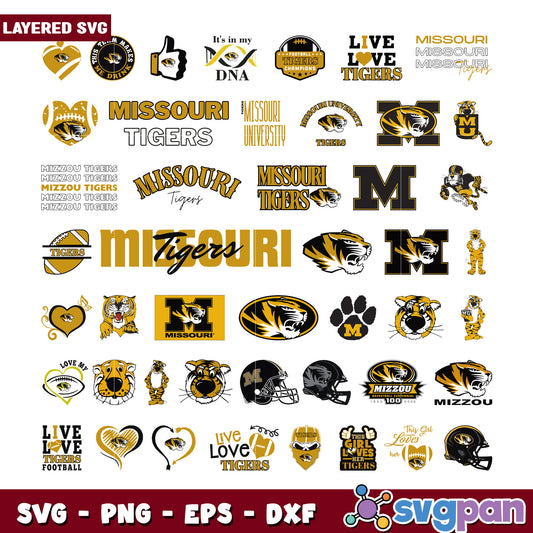 Missouri Tigers SVG Bundle Layered Designs