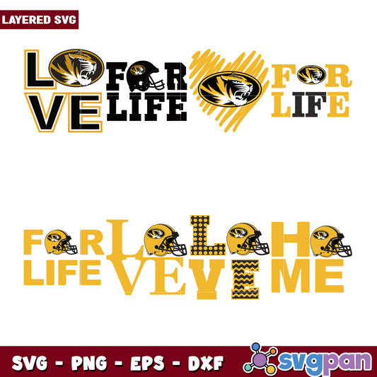 Mizzou Football Love SVG Bundle