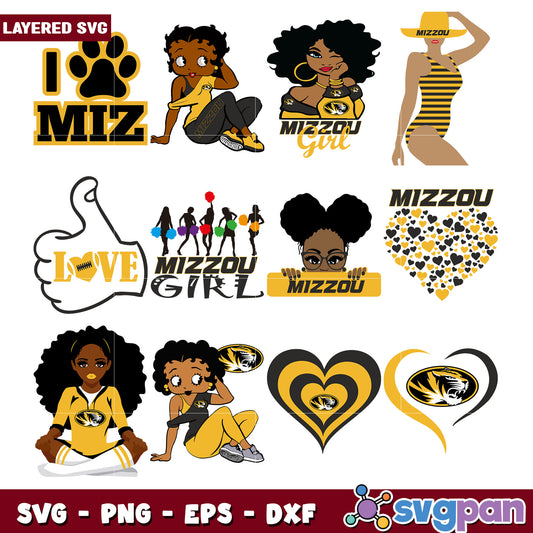 Mizzou Girl SVG Bundle Layered Designs
