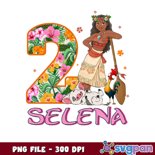 Moana 2nd Birthday PNG Floral Design 300 DPI