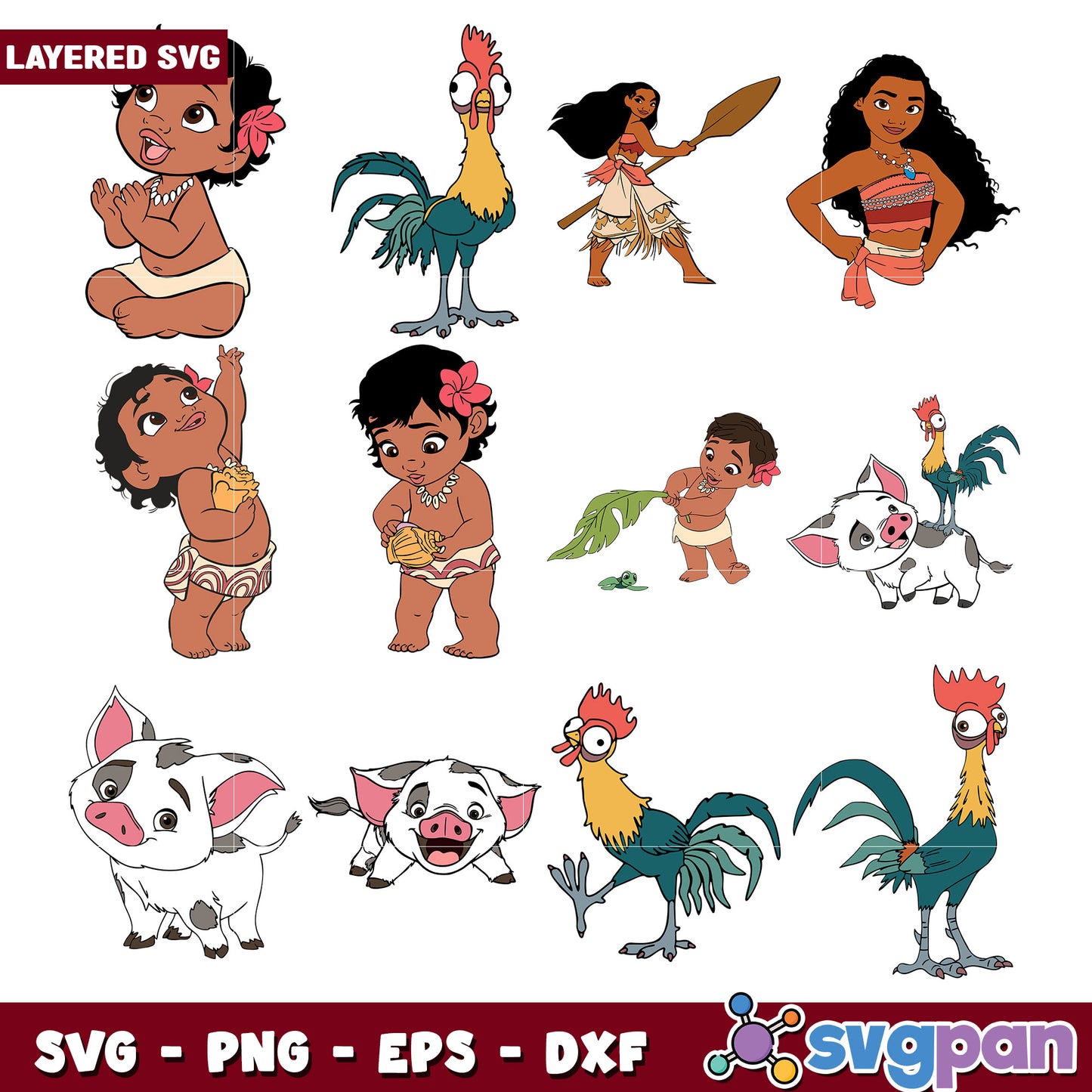 Moana Baby SVG Bundle Layered Cut Files