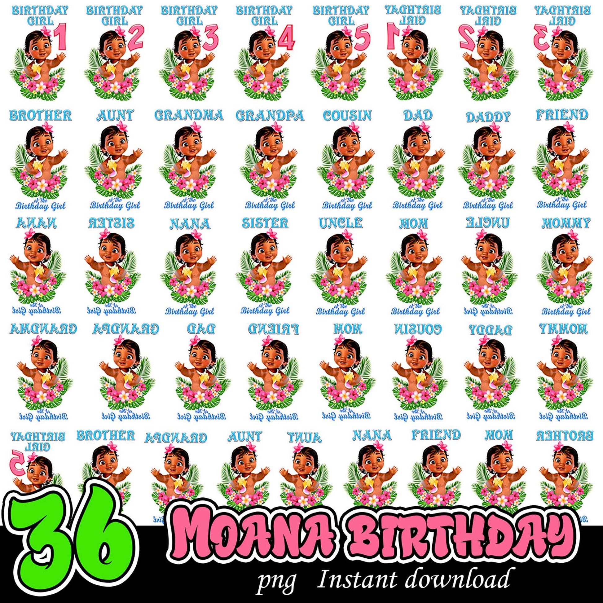 Moana Birthday PNG Bundle 36 Designs