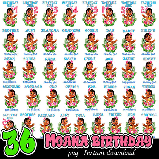 Moana Birthday PNG Bundle 36 Designs