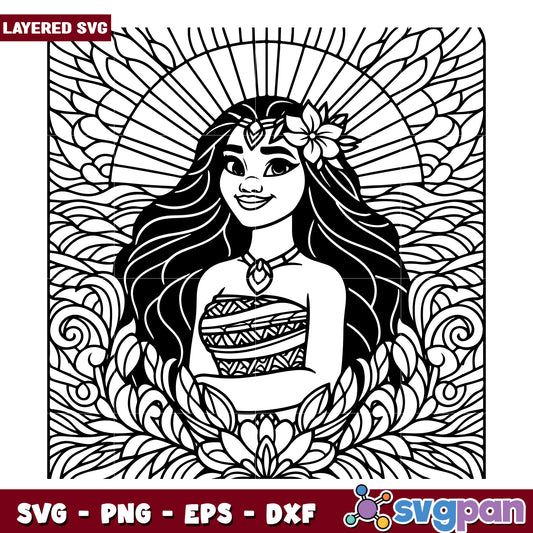 Moana Coloring Page SVG Mandala Design