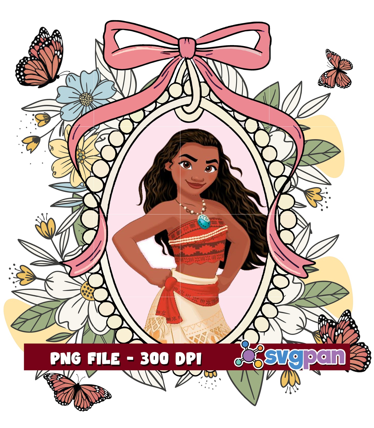 Moana Floral PNG Artwork for Kids Room Decor Design
