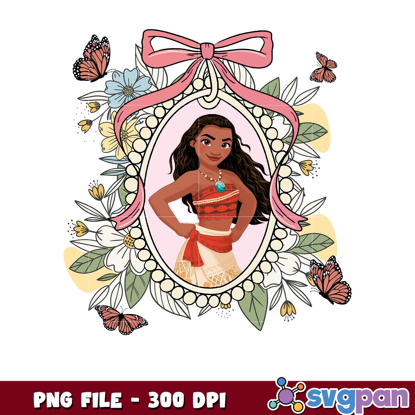 Moana PNG Floral Frame Princess