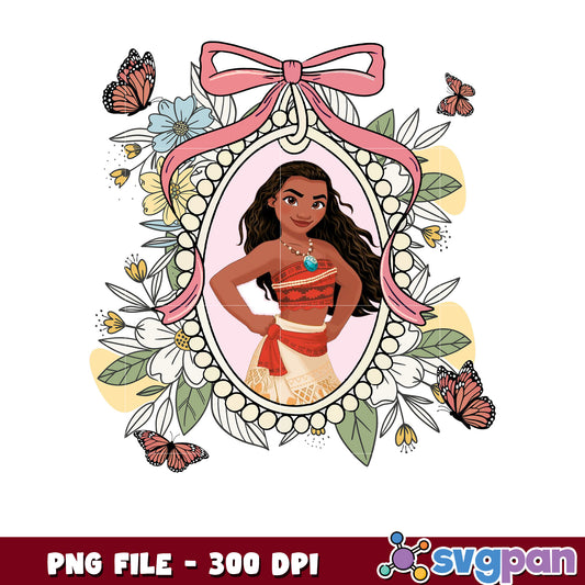Moana PNG Floral Frame Princess