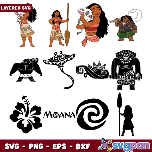 Moana SVG Bundle Layered PNG EPS DXF