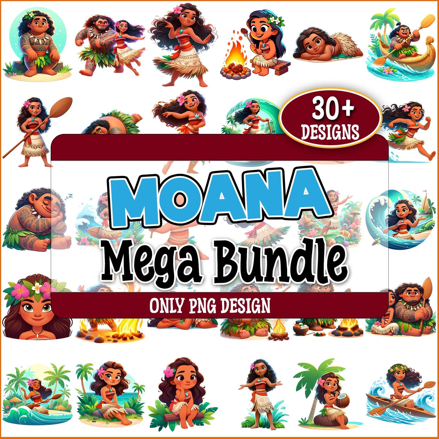 Moana art png bundle