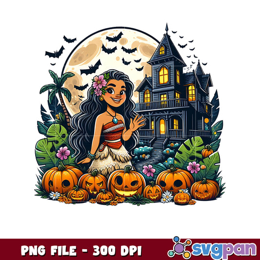 Moana halloween castle png, disney princess png, disneyland halloween png
