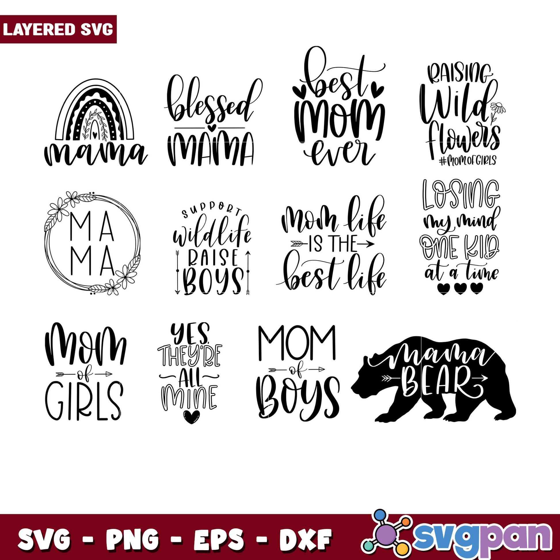 Mom SVG Bundle 10 Layered Designs