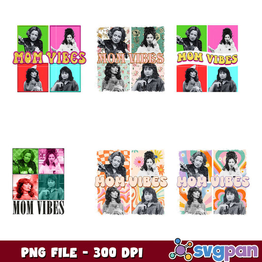 Mom Vibes PNG Bundle 6 Retro Designs