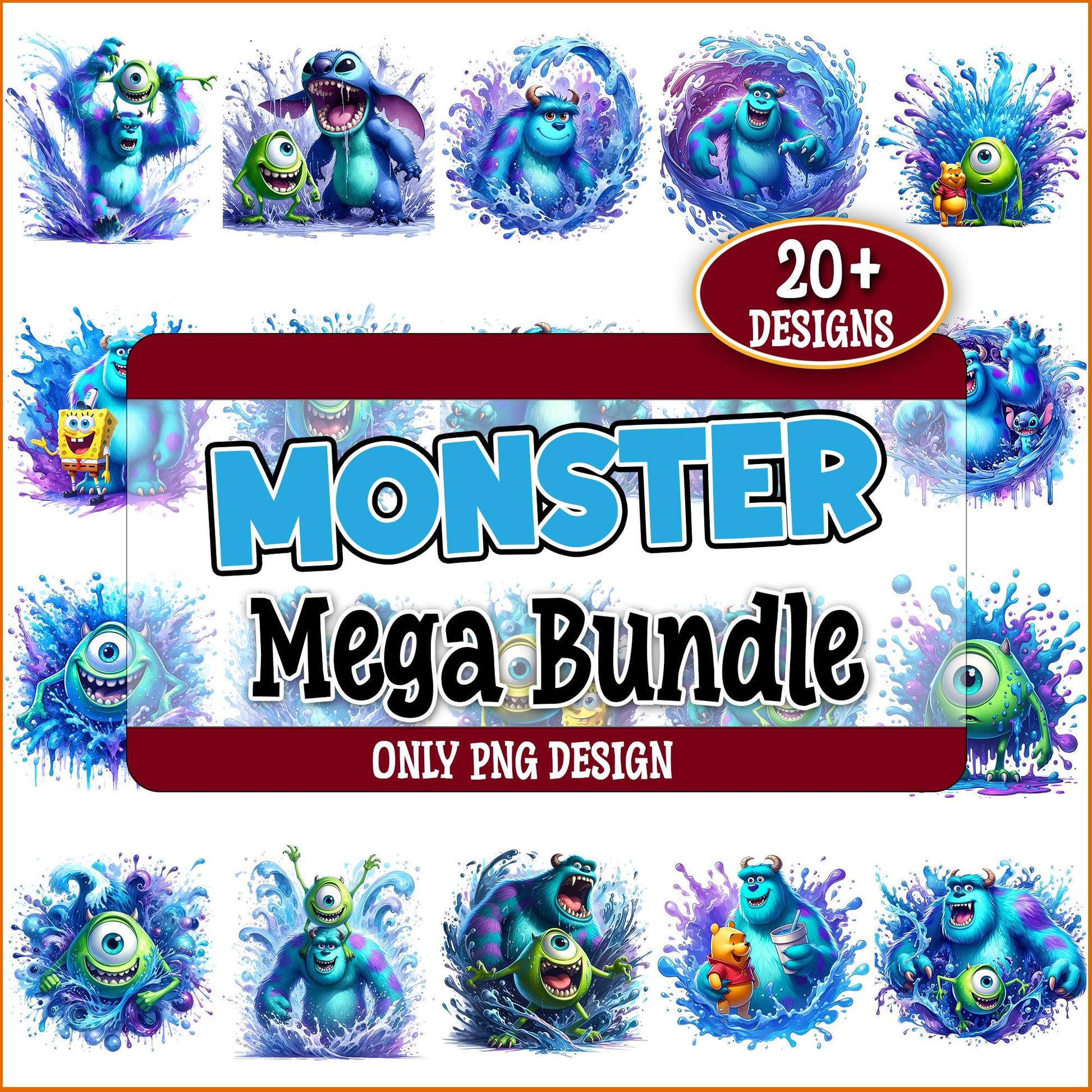 Monster inc colorful png bundle