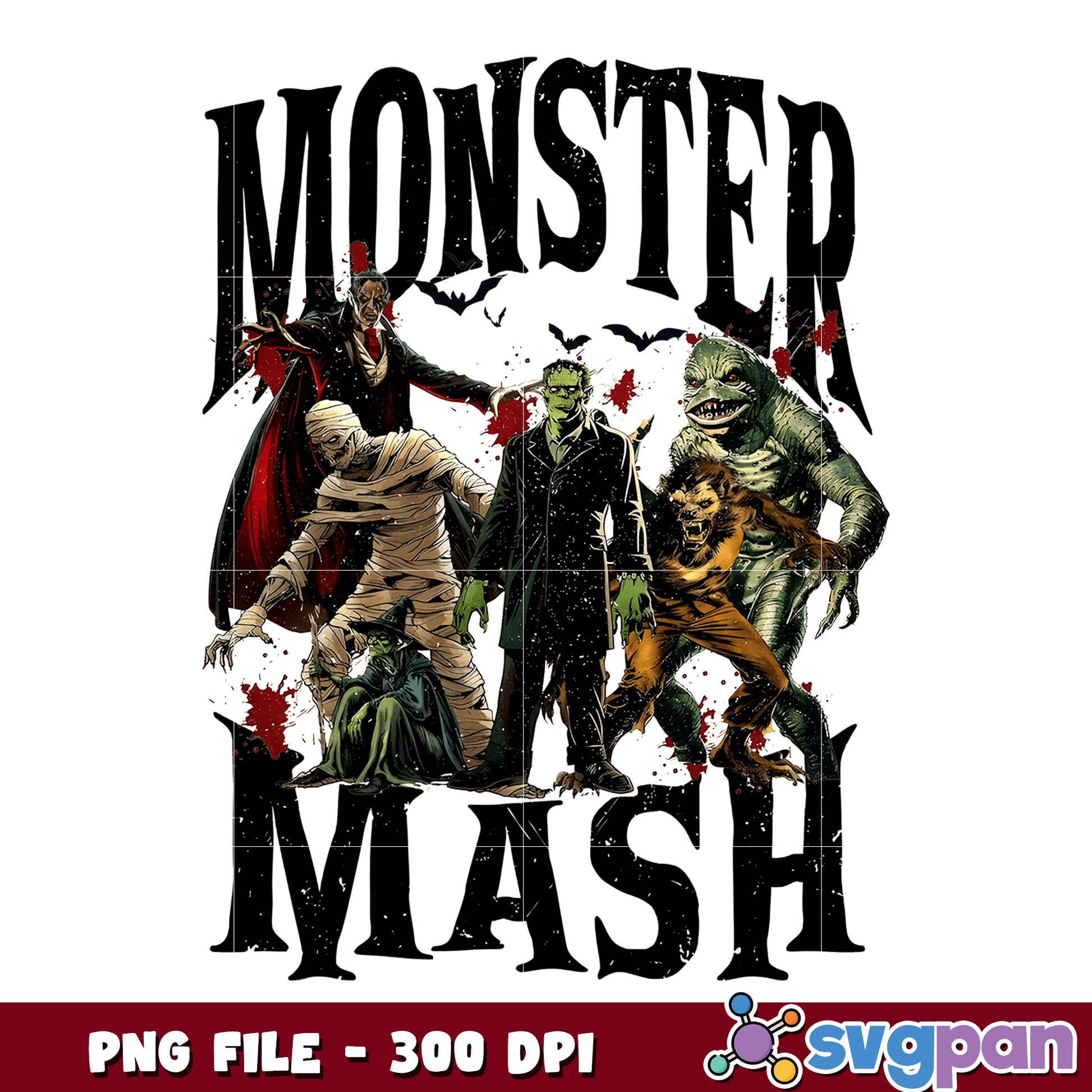 Monster mash  design png, halloween movies​ png, halloween​ characters png