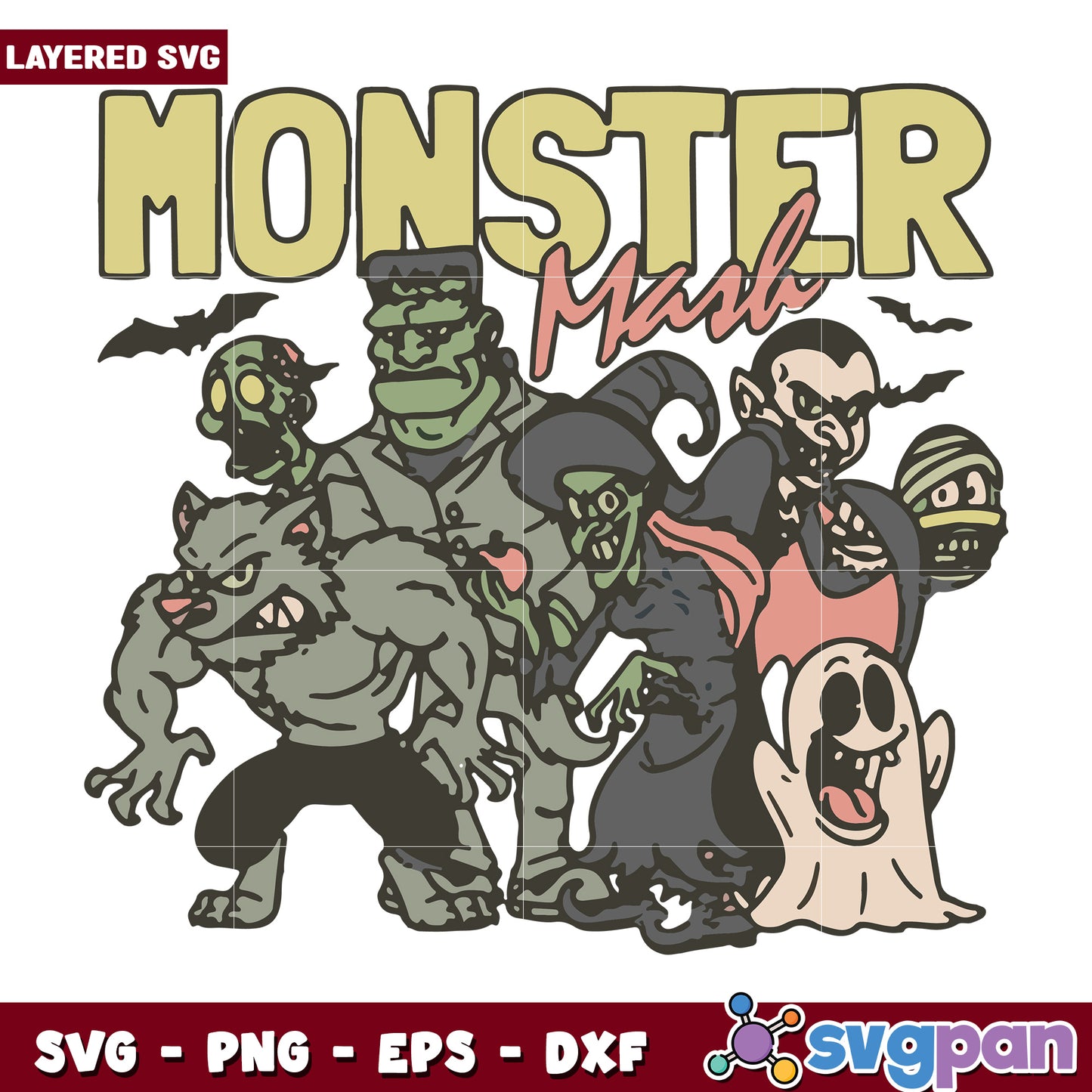Monster mask halloween svg, spooky season svg, halloween vacation svg