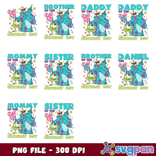 Monsters Inc Birthday Boy PNG Bundle