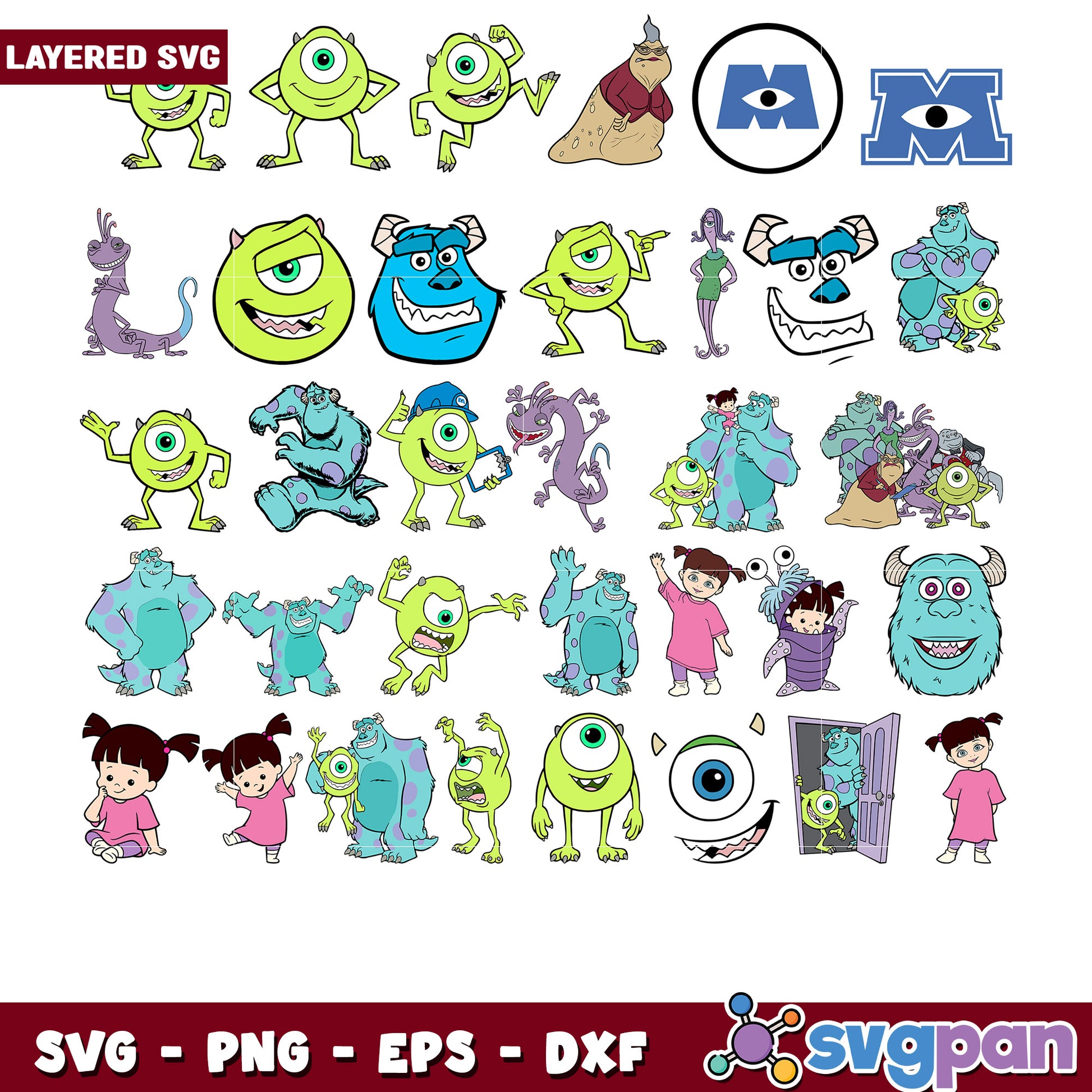 Monsters Inc Bundle SVG Fun Characters Set