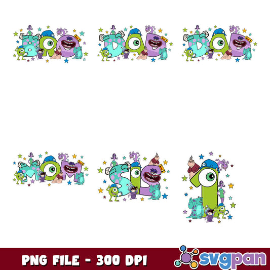 Monsters Inc Family PNG Bundle 300 DPI