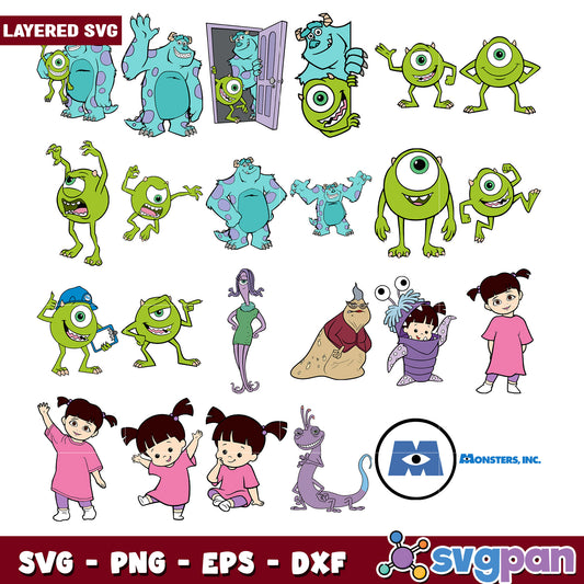 Monsters Inc SVG Bundle Layered Cut Files