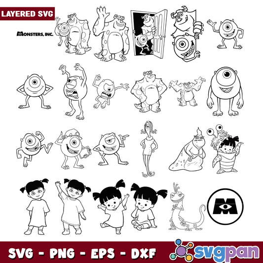 Monsters Inc SVG Bundle Layered Files