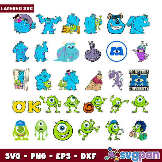 Monsters University SVG Bundle Layered Designs