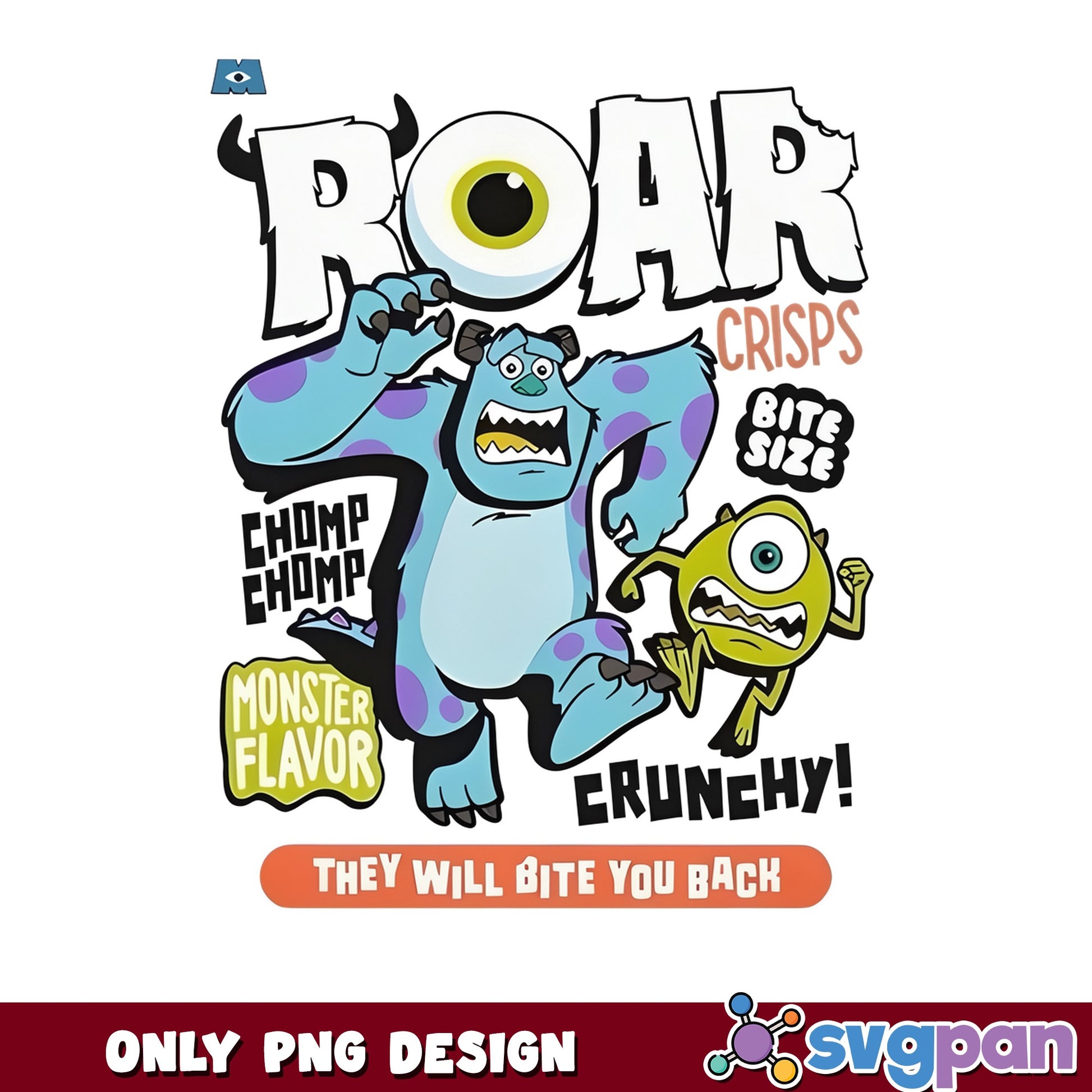 Monsters Inc Roar Crisps PNG, Sulley Mike Wazowski PNG, Disney PNG