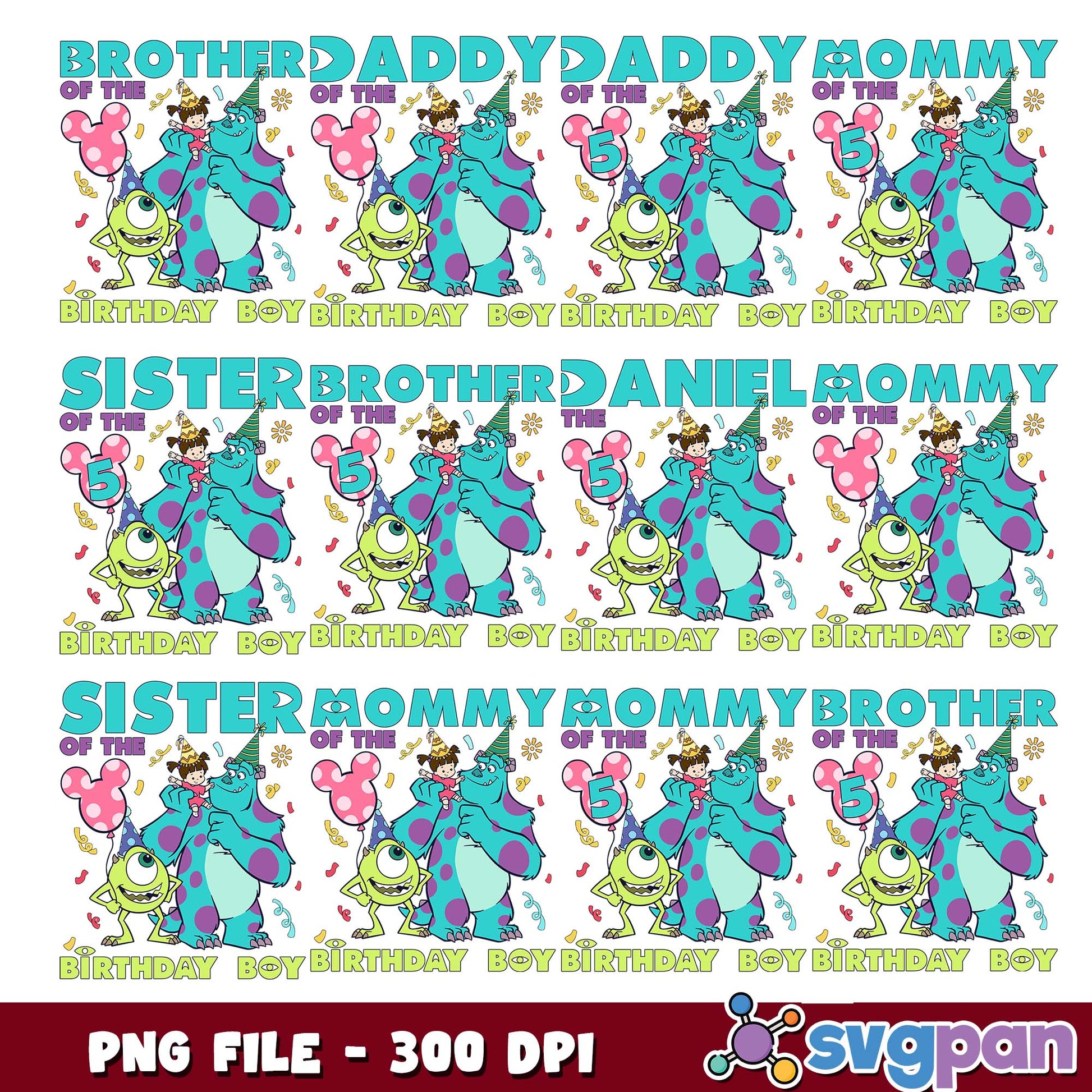 Monsters university birthday png bundle