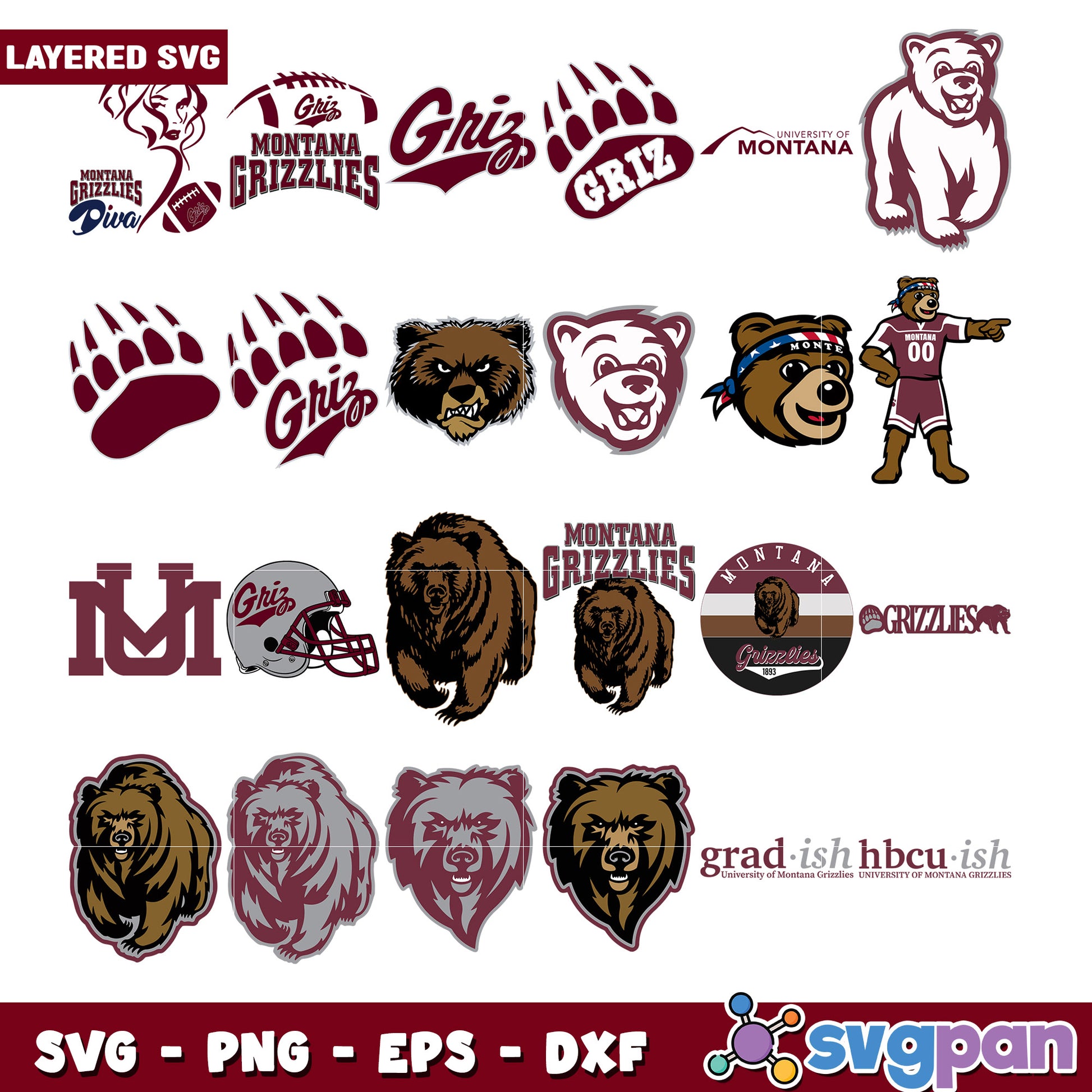Montana Grizzlies Bundle SVG Designs for Creatives