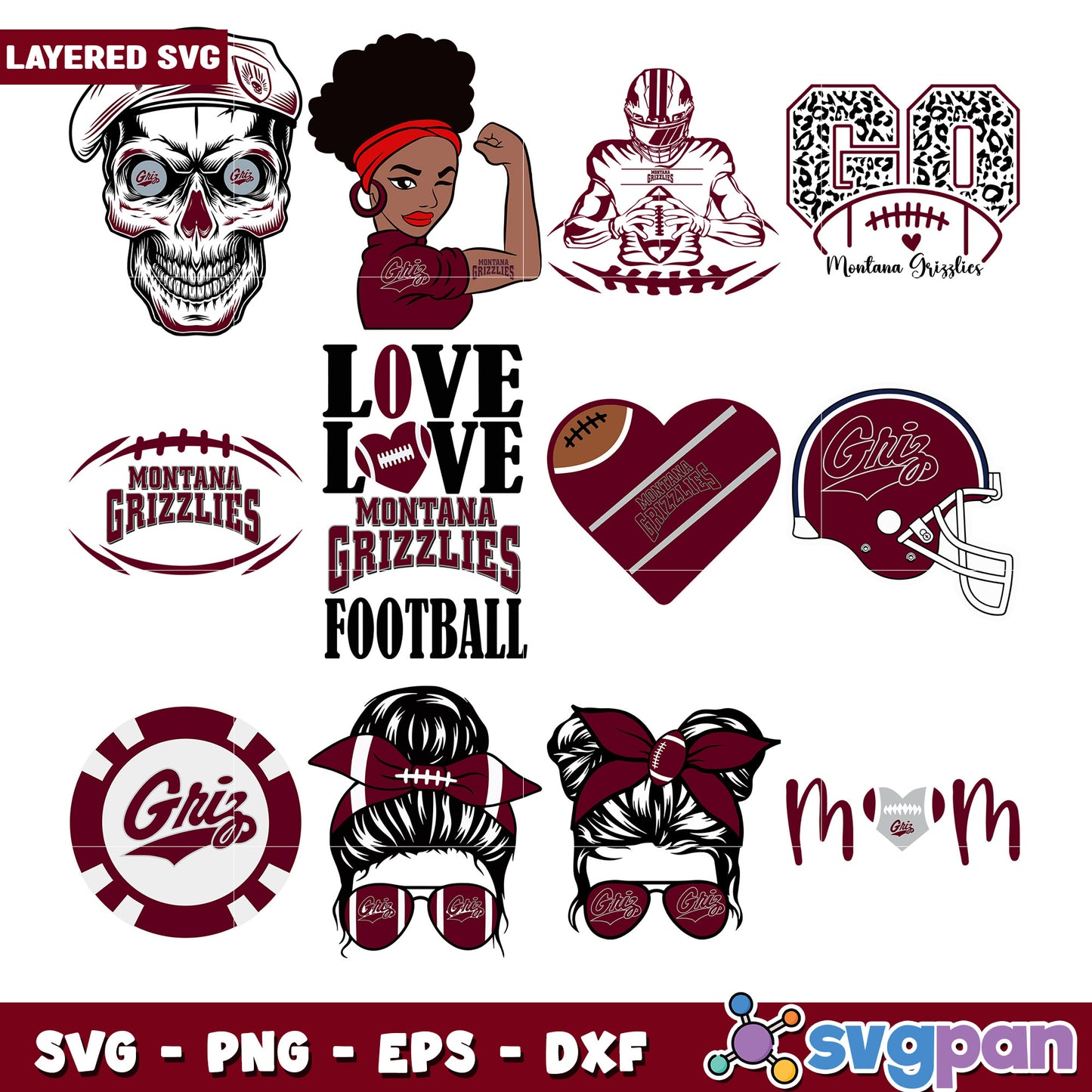 Montana Grizzlies SVG Bundle Football Mom Designs