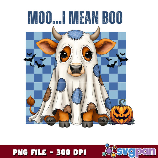 Moo i mean boo png, spooky autumn png, fall season png
