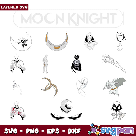 Moon Knight SVG Bundle Layered Designs