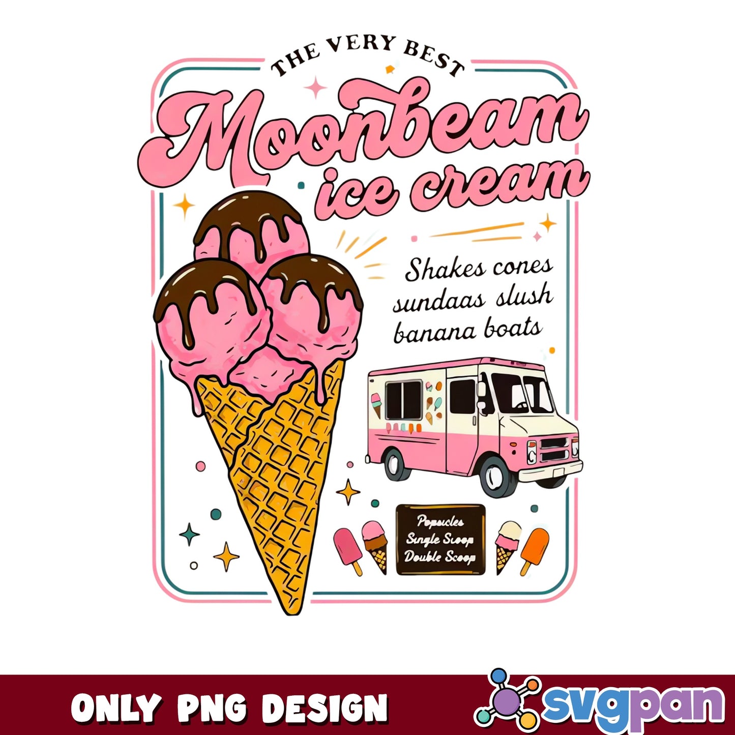 Moonbeam Ice Cream Vintage PNG, Ice Cream Shop PNG, Summer PNG