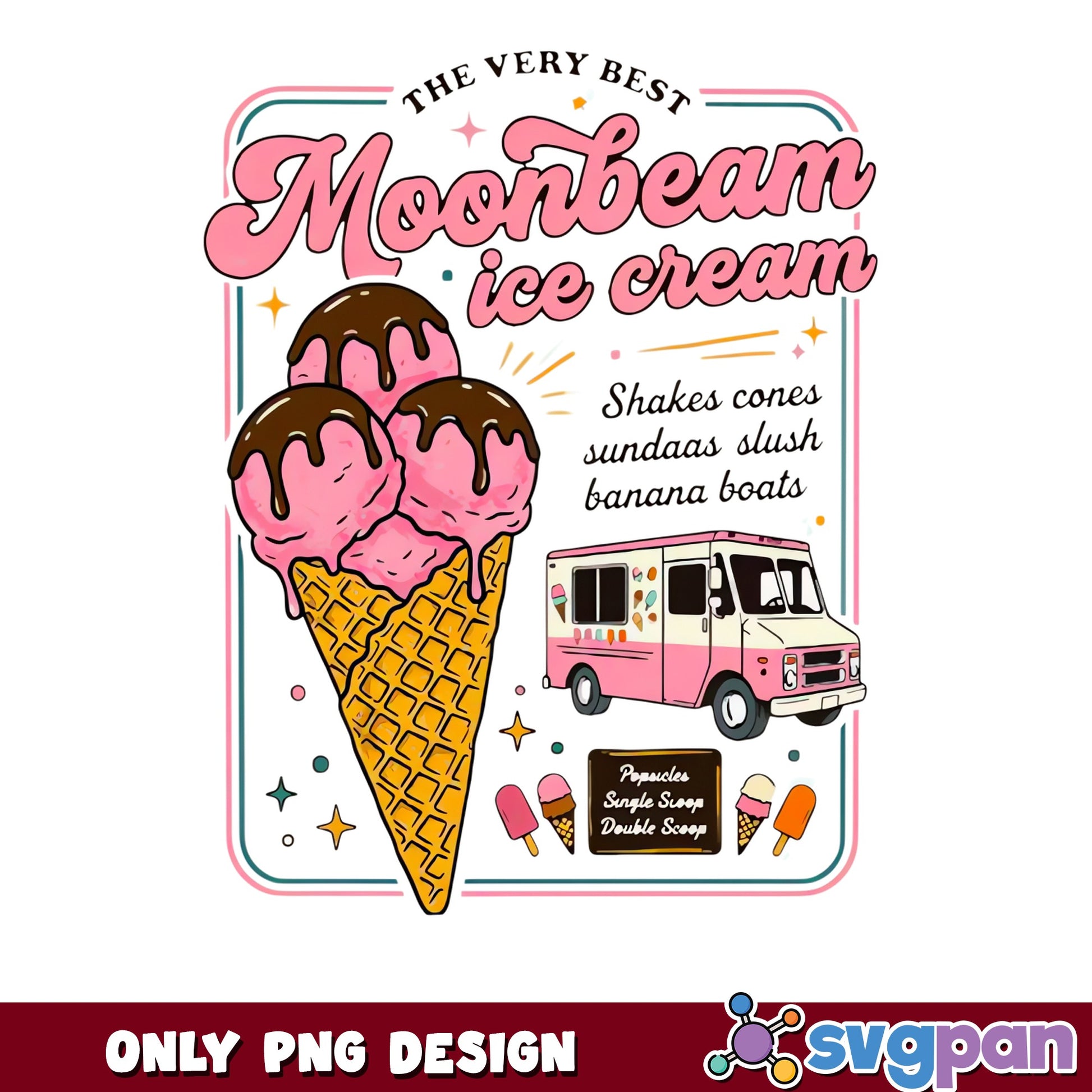 Moonbeam Ice Cream Vintage PNG, Ice Cream Shop PNG, Summer PNG
