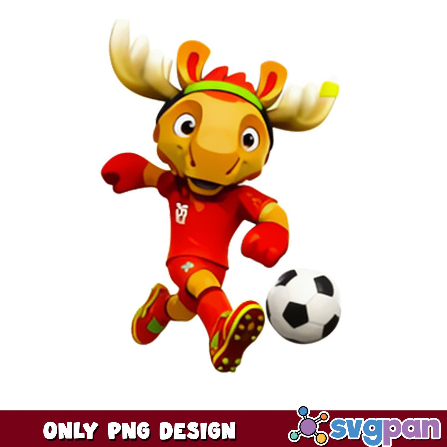 Moose Soccer Player PNG, Cartoon Moose Football PNG, Sports PNG