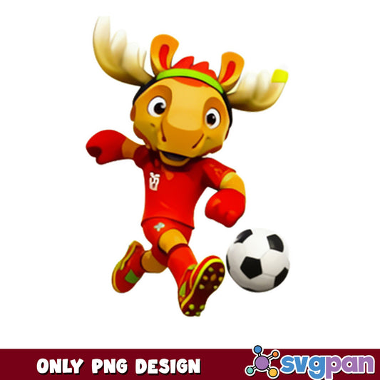 Moose Soccer Player PNG, Cartoon Moose Football PNG, Sports PNG