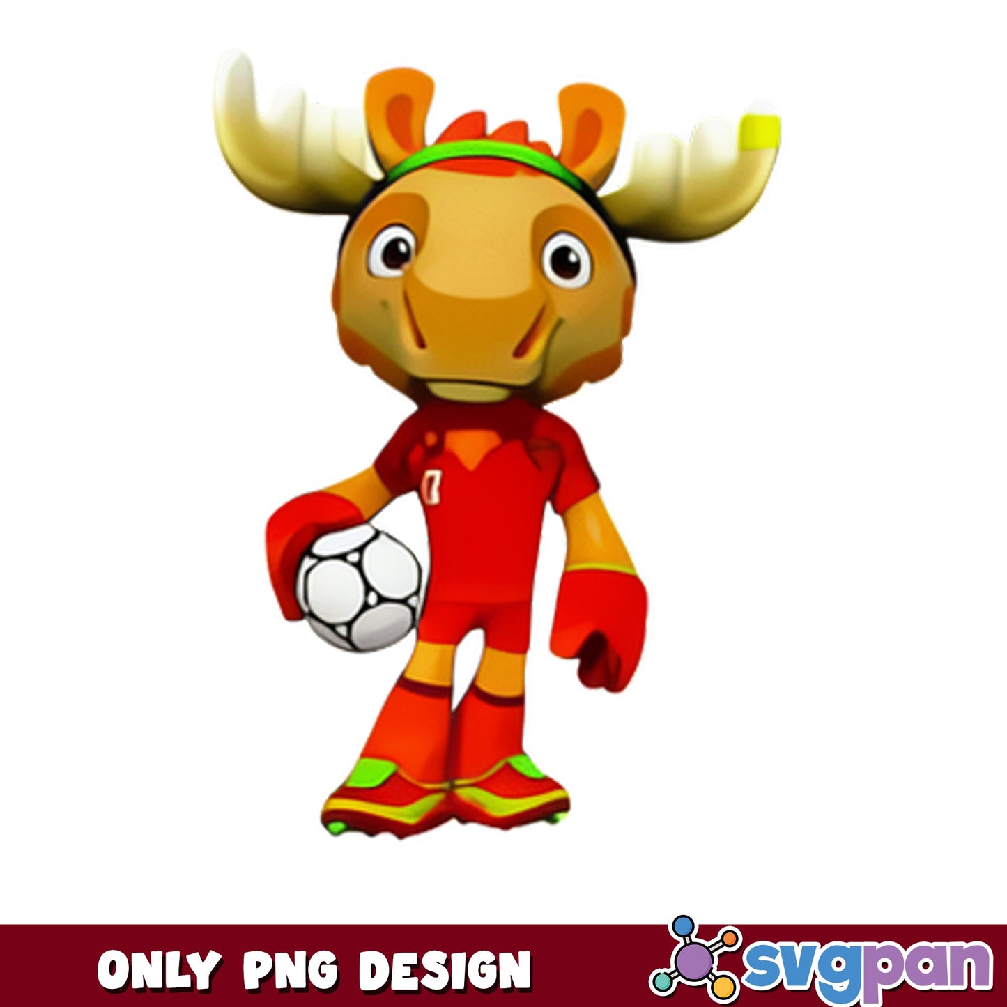Moose Soccer Player PNG, Cute Moose Football Clipart, Sports PNG