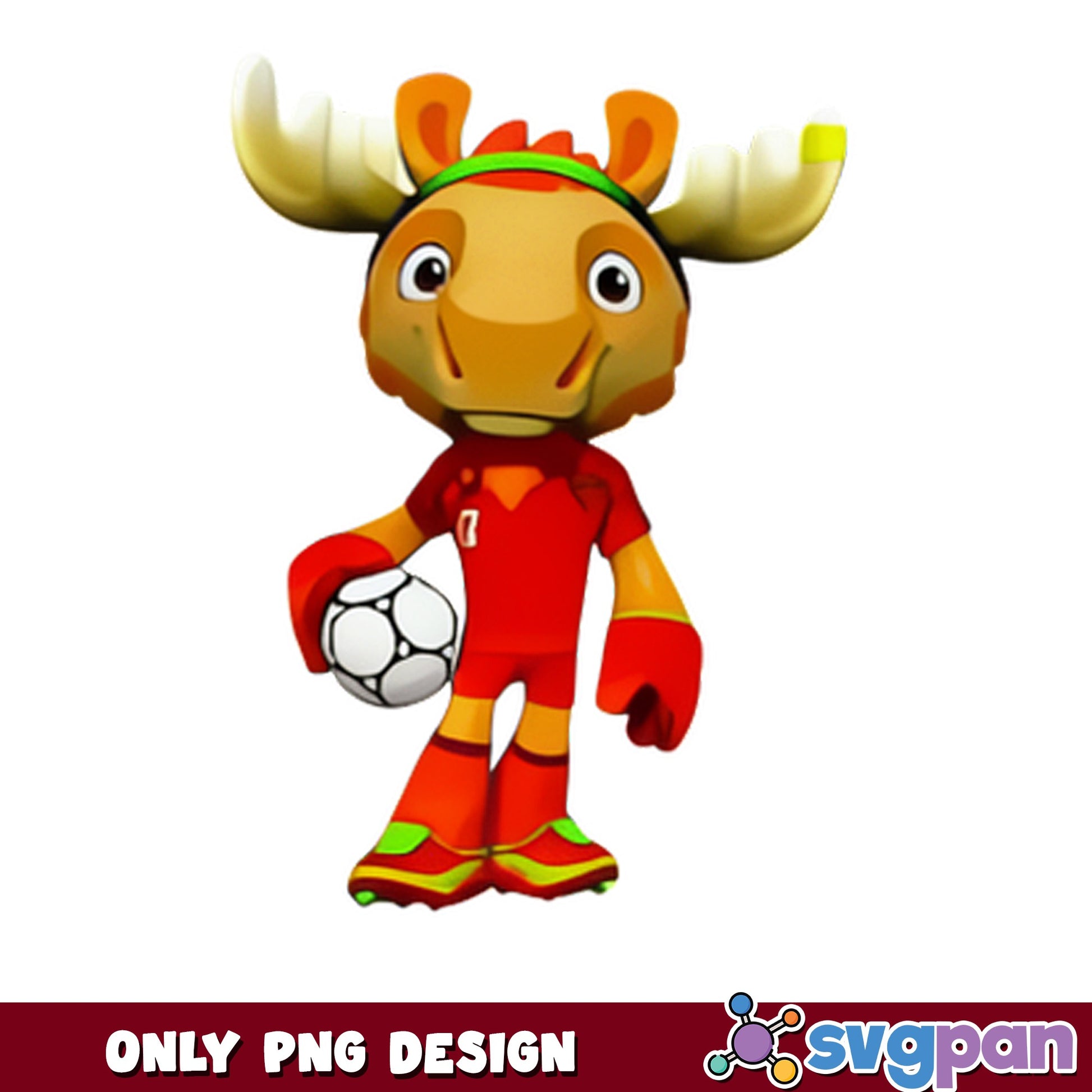 Moose Soccer Player PNG, Cute Moose Football Clipart, Sports PNG
