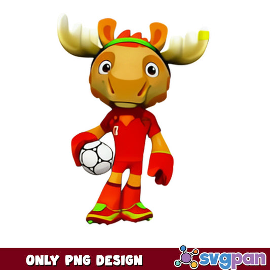 Moose Soccer Player PNG, Cute Moose Football Clipart, Sports PNG