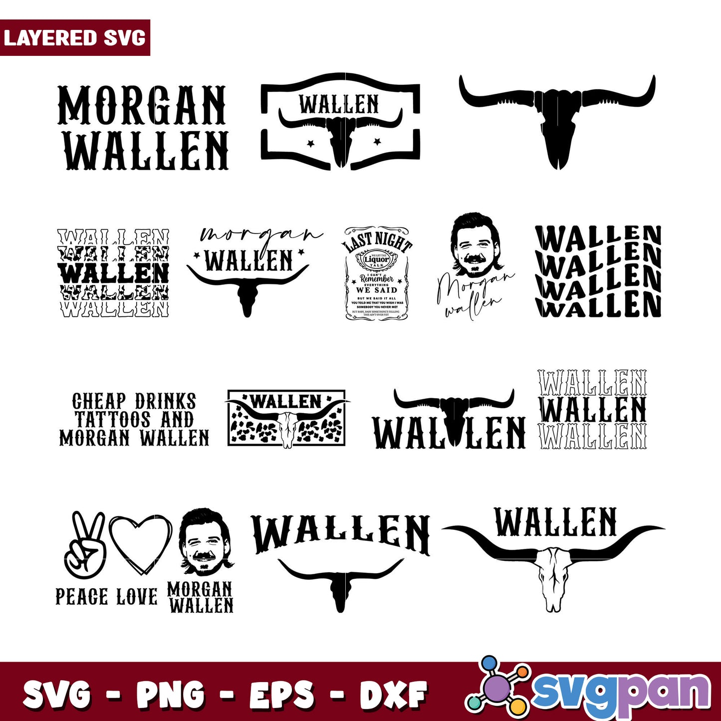 Morgan Wallen SVG Bundle Layered Designs