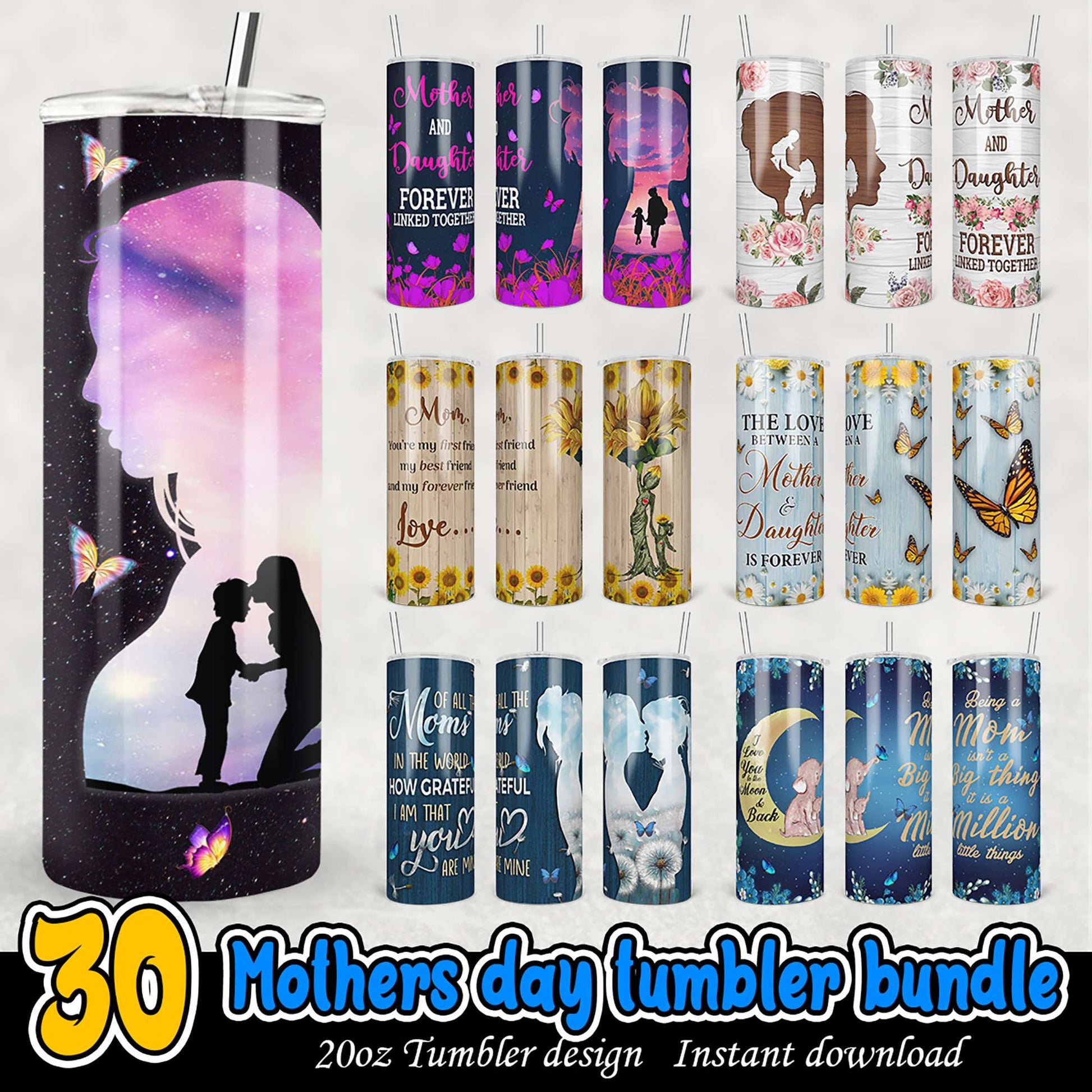 Mothers Day Tumbler Bundle 30 PNG Designs