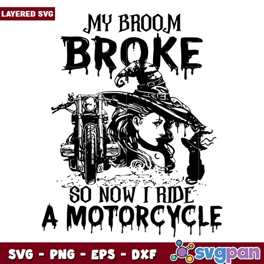 Motorcycle witch svg, halloween costumes svg, trick or treat svg