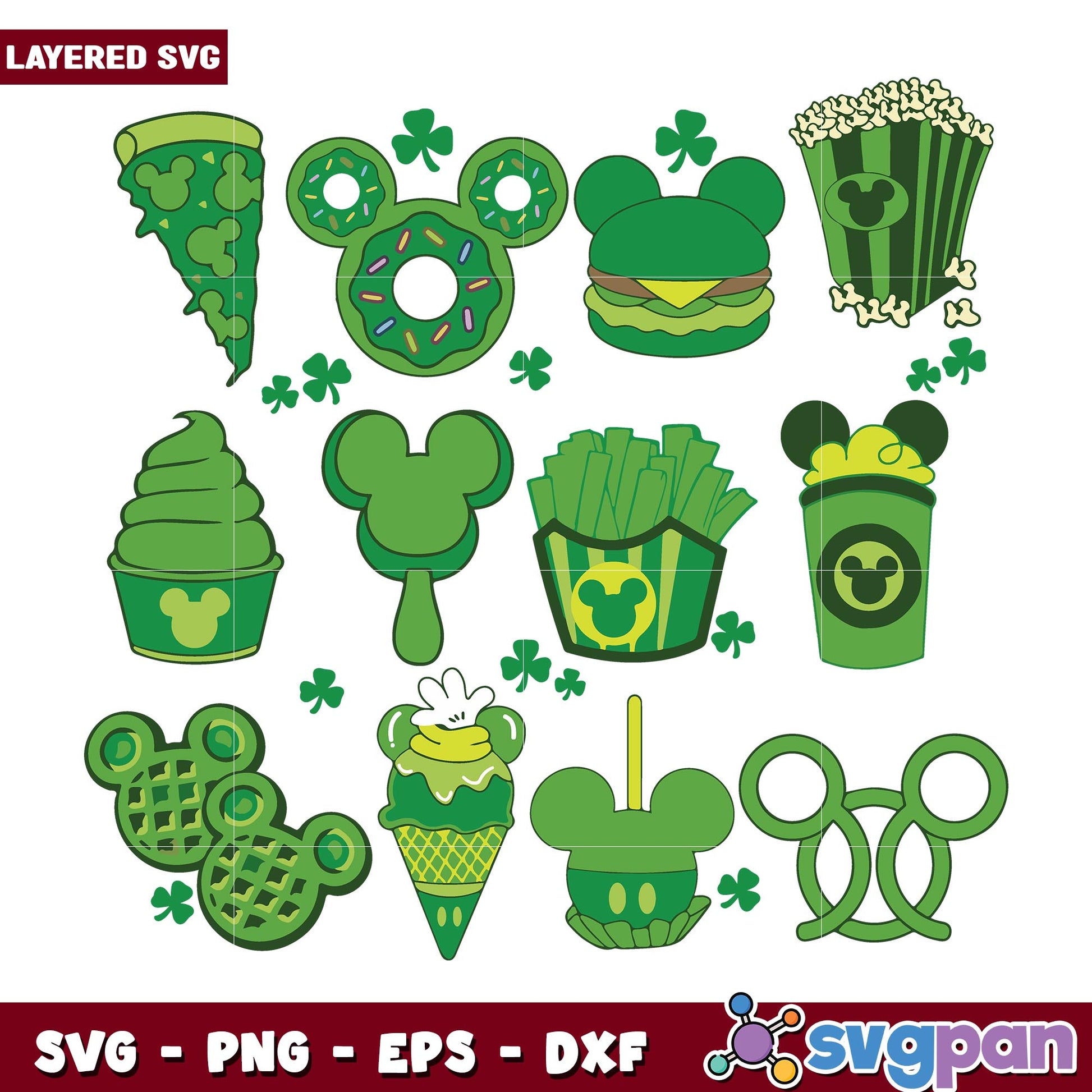 Mouse And Friends Saint Patrick's Day svg, Disney characters svg, Digital Download