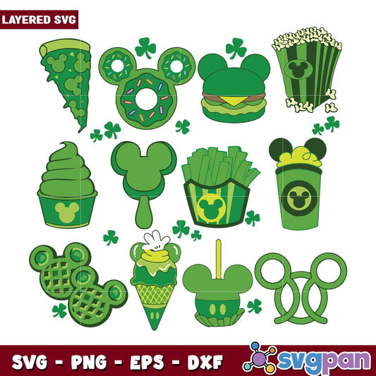 Mouse And Friends Saint Patrick's Day svg, Disney characters svg, Digital Download