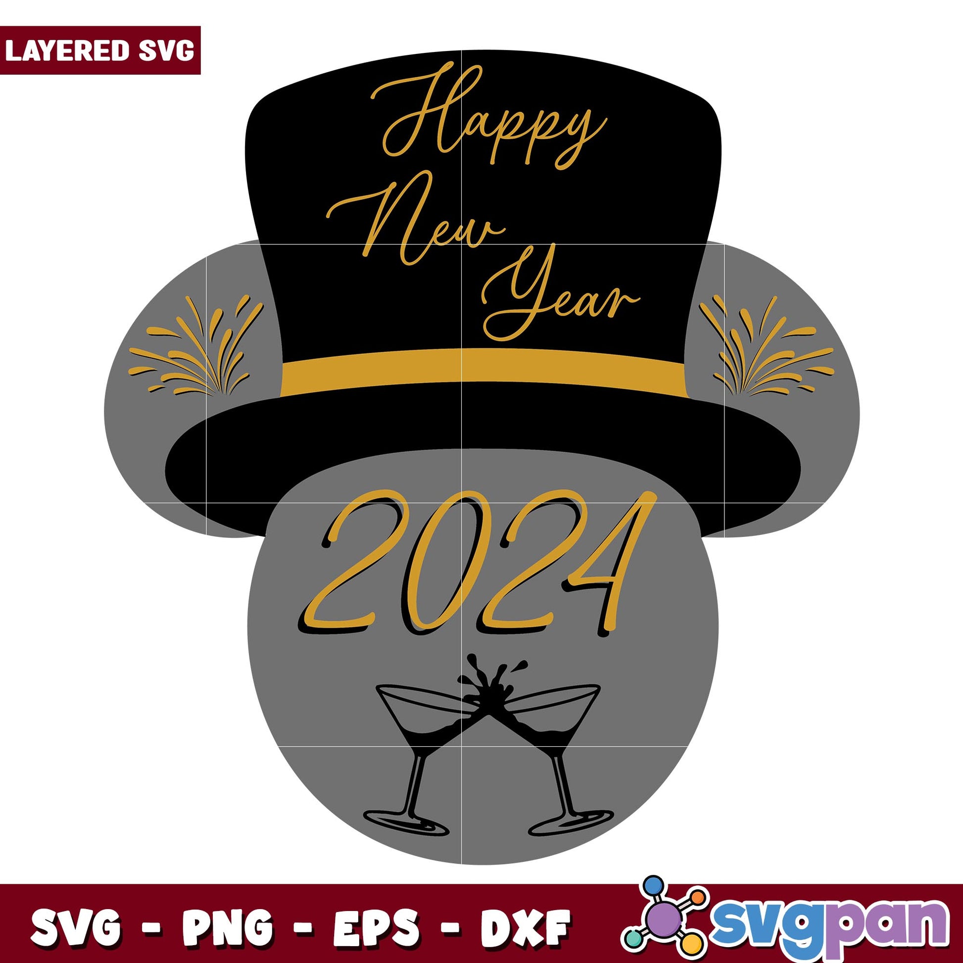 Mouse New Year 2024 svg, Disney characters svg, Digital Download