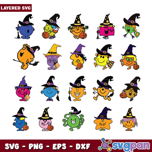 Mr Men Halloween Witches SVG Bundle