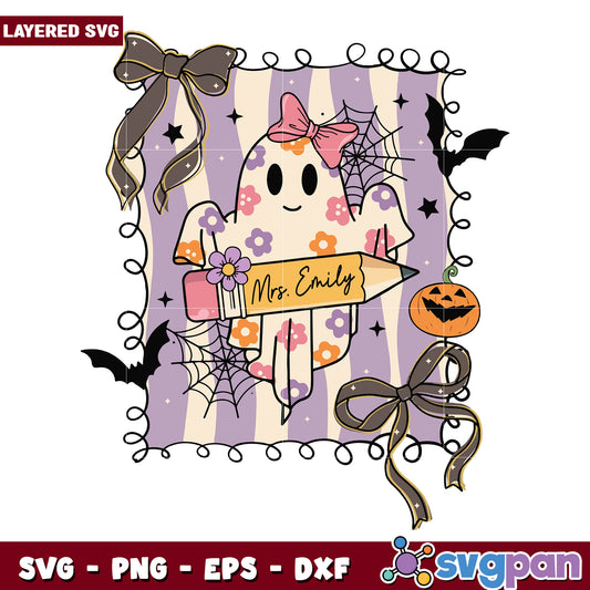 Mrs emily svg, spooky season svg, halloween vacation svg