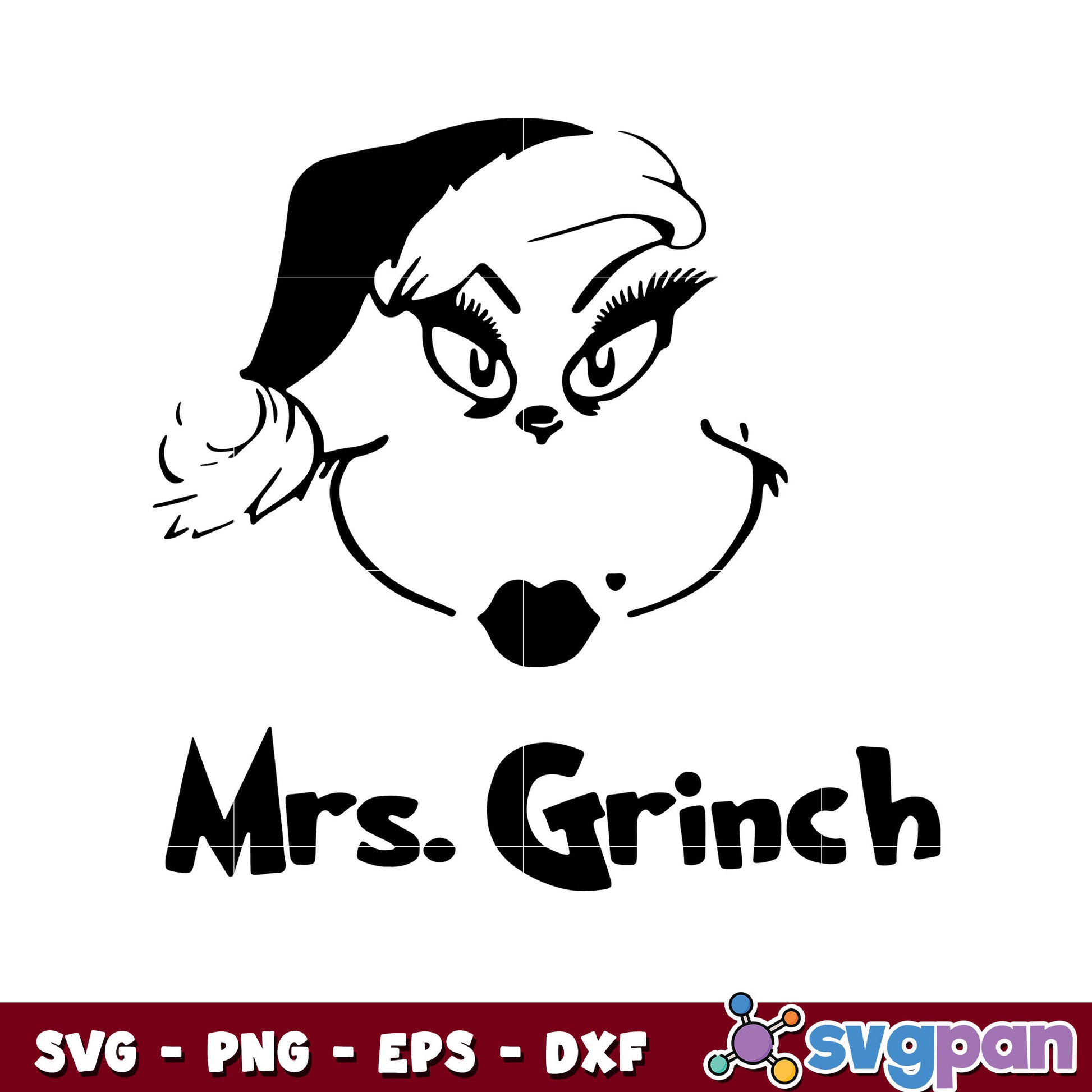 Mrs grinch head christmas svg