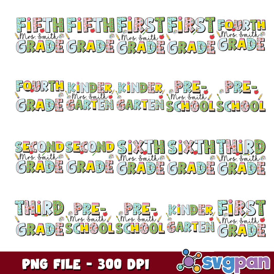 Mrs smith grade design png bundle