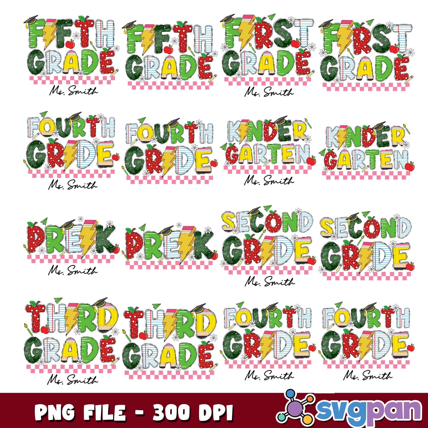 Ms smith school design png bundle