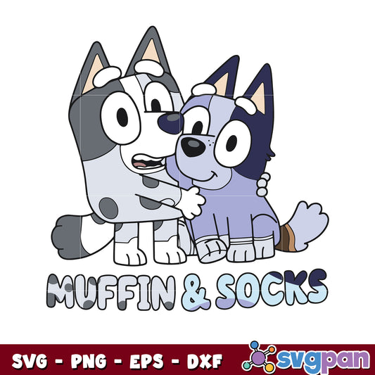 Muffin and socks bluey character design svg, characters in bluey​ svg